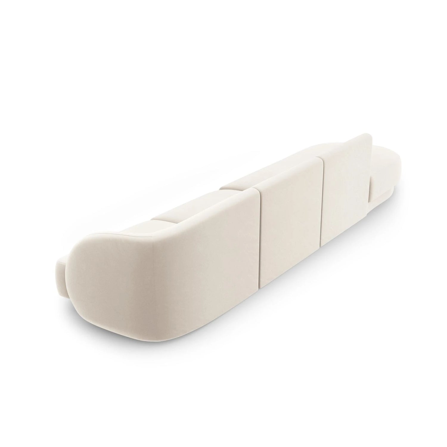 Miley 4-Sitzer Sofa, Linke Seite offen, in Samt (Blu22) in Leichtes Beige, 323x90 cm – Bild 4
