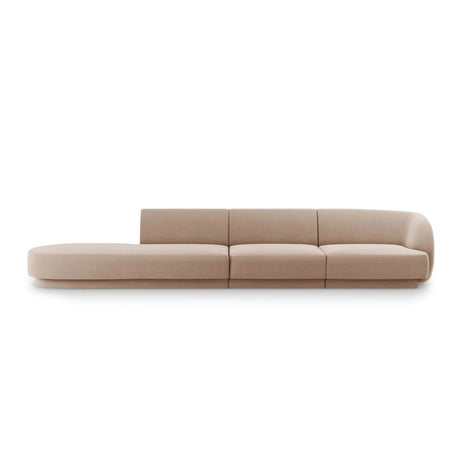 Miley 4-Sitzer Sofa, Linke Seite offen, in Samt (Blu40) in Cappuccino, 323x90 cm – Bild 1