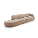 Miley 4-Sitzer Sofa, Linke Seite offen, in Samt (Blu40) in Cappuccino, 323x90 cm – Bild 3