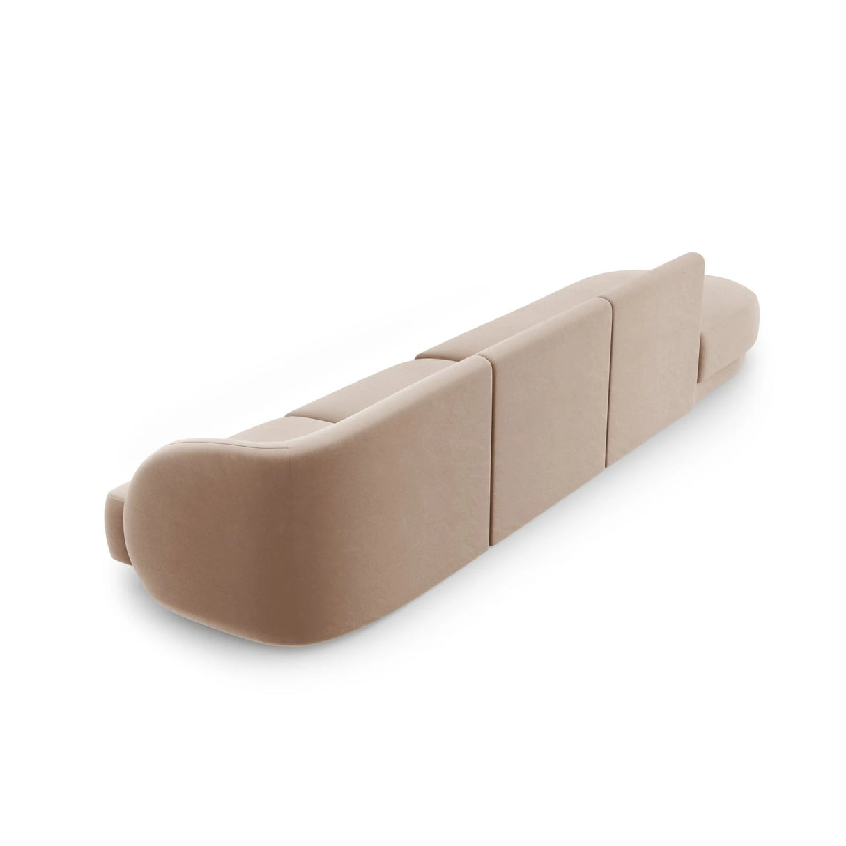 Miley 4-Sitzer Sofa, Linke Seite offen, in Samt (Blu40) in Cappuccino, 323x90 cm – Bild 4