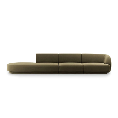 Miley 4-Sitzer Sofa, Linke Seite offen, in Samt (Blu77) in Grün, 323x90 cm – Bild 1