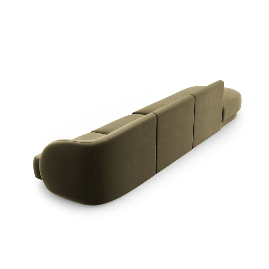 Miley 4-Sitzer Sofa, Linke Seite offen, in Samt (Blu77) in Grün, 323x90 cm – Bild 4
