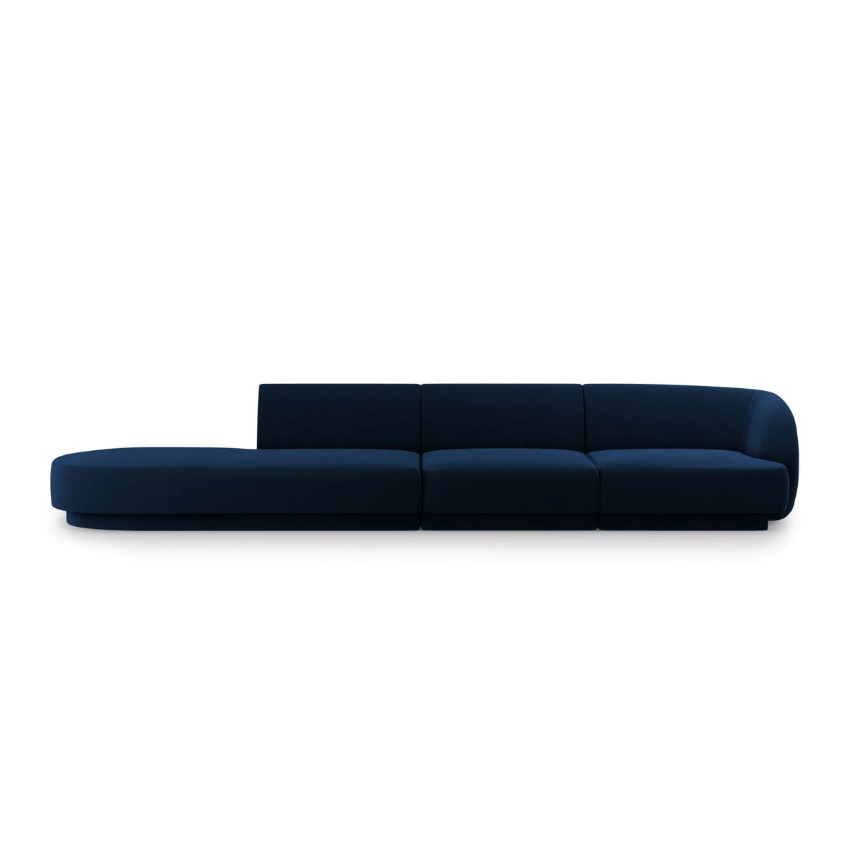 Miley 4-Sitzer Sofa, Linke Seite offen, in Samt (Blu86) in Königsblau, 323x90 cm – Bild 1