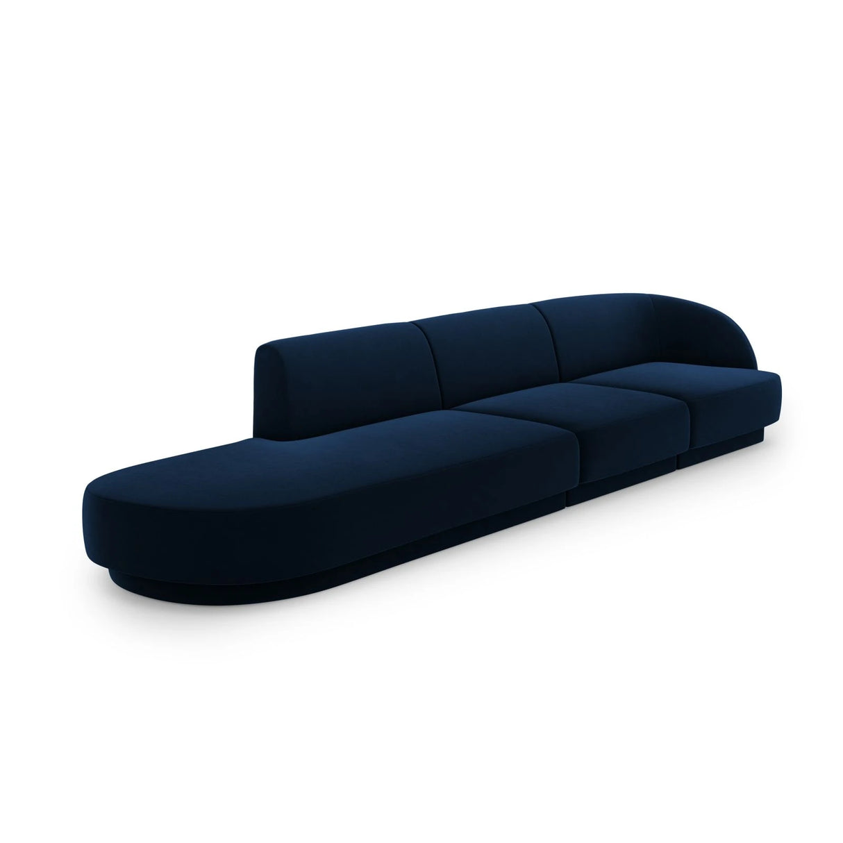 Miley 4-Sitzer Sofa, Linke Seite offen, in Samt (Blu86) in Königsblau, 323x90 cm – Bild 3
