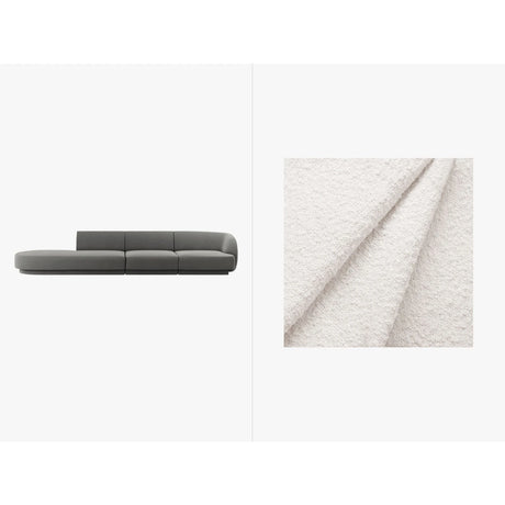 Miley 4-Sitzer Sofa, Linke Seite offen, in Samt Boucle oder Chenille, 323x90 cm – Bild 1