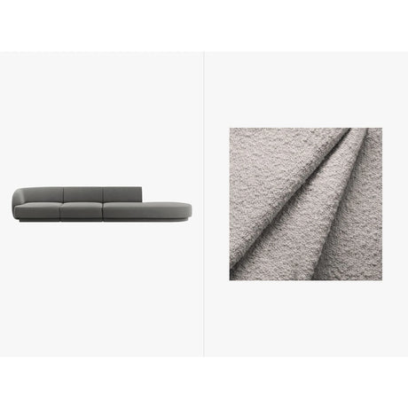 Miley 4-Sitzer Sofa, Rechte Seite offen, in Boucle (Bal2085) in Hellgrau, 323x90 cm – Bild 1