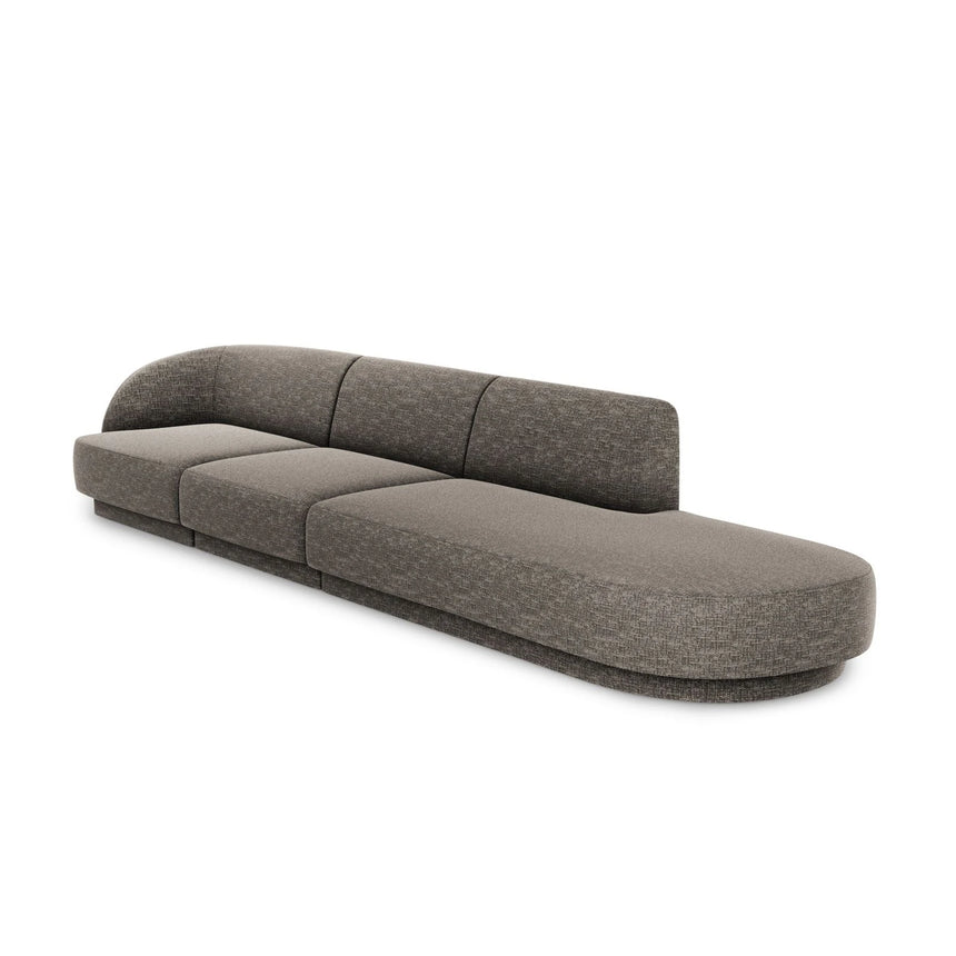 Miley 4-Sitzer Sofa, Rechte Seite offen, in Chenille (Haga16) in Grau, 323x90 cm – Bild 3