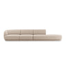 Miley 4-Sitzer Sofa, Rechte Seite offen, in Chenille (Haga30) in Beige, 323x90 cm – Bild 1