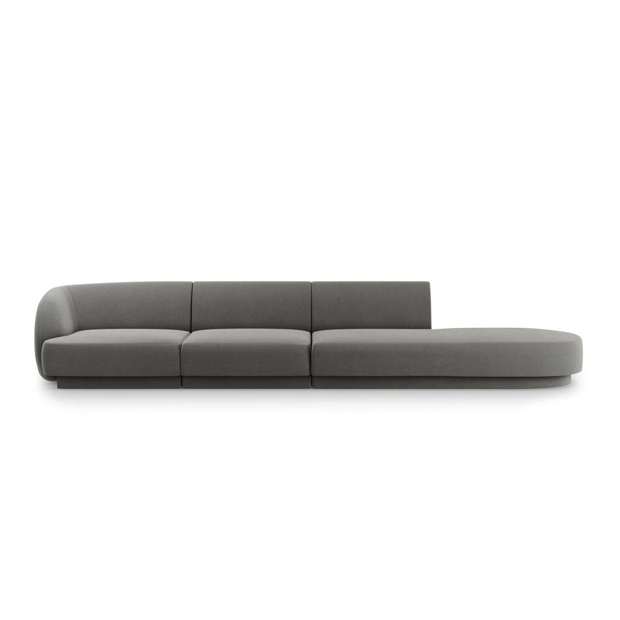 Miley 4-Sitzer Sofa, Rechte Seite offen, in Samt (Blu13) in Hellgrau, 323x90 cm – Bild 1
