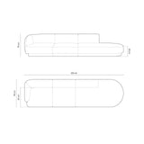 Miley 4-Sitzer Sofa, Rechte Seite offen, in Samt (Blu14) in Grau, 323x90 cm – Bild 2