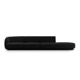 Miley 4-Sitzer Sofa, Rechte Seite offen, in Samt (Blu19) in Schwarz, 323x90 cm – Bild 1