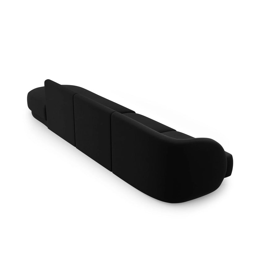 Miley 4-Sitzer Sofa, Rechte Seite offen, in Samt (Blu19) in Schwarz, 323x90 cm – Bild 4
