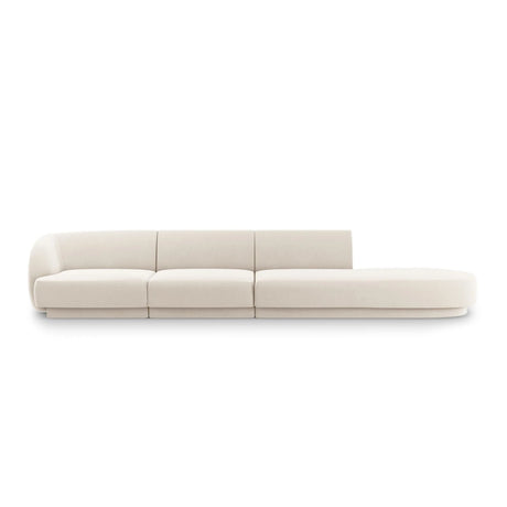 Miley 4-Sitzer Sofa, Rechte Seite offen, in Samt (Blu22) in Leichtes Beige, 323x90 cm – Bild 1