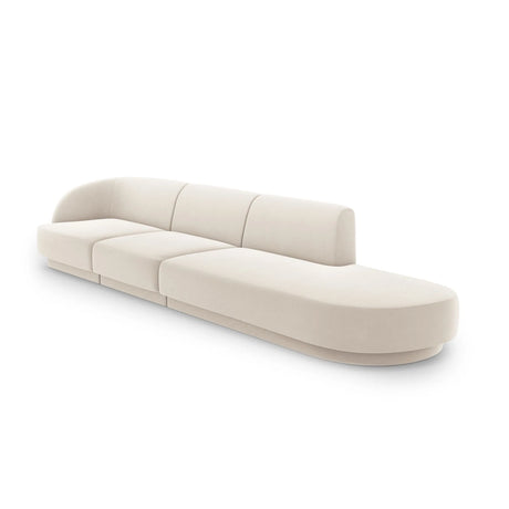 Miley 4-Sitzer Sofa, Rechte Seite offen, in Samt (Blu22) in Leichtes Beige, 323x90 cm – Bild 3