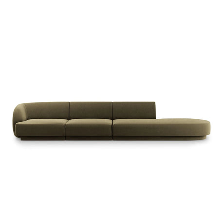 Miley 4-Sitzer Sofa, Rechte Seite offen, in Samt (Blu77) in Grün, 323x90 cm – Bild 1