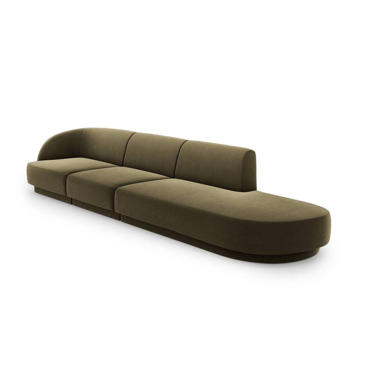 Miley 4-Sitzer Sofa, Rechte Seite offen, in Samt (Blu77) in Grün, 323x90 cm – Bild 3