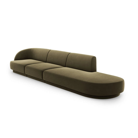 Miley 4-Sitzer Sofa, Rechte Seite offen, in Samt (Blu77) in Grün, 323x90 cm – Bild 3