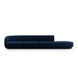 Miley 4-Sitzer Sofa, Rechte Seite offen, in Samt (Blu86) in Königsblau, 323x90 cm – Bild 1