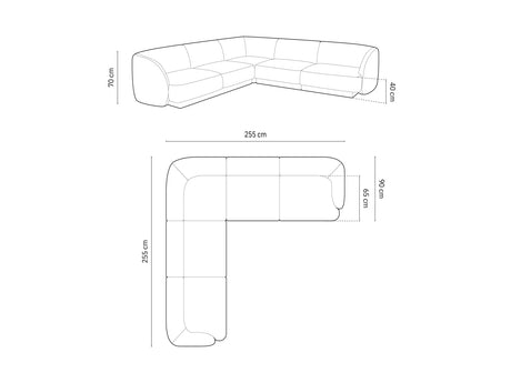 Miley 5-Sitzer Ecksofa mit Bezug aus Samt (Blu13) in Hellgrau, 255x255 cm – Bild 3