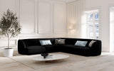 Miley 5-Sitzer Ecksofa mit Bezug aus Samt (Blu19) in Schwarz, 255x255 cm – Bild 5