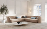 Miley 5-Sitzer Ecksofa mit Bezug aus Samt (Blu40) in Cappuccino, 255x255 cm – Bild 5