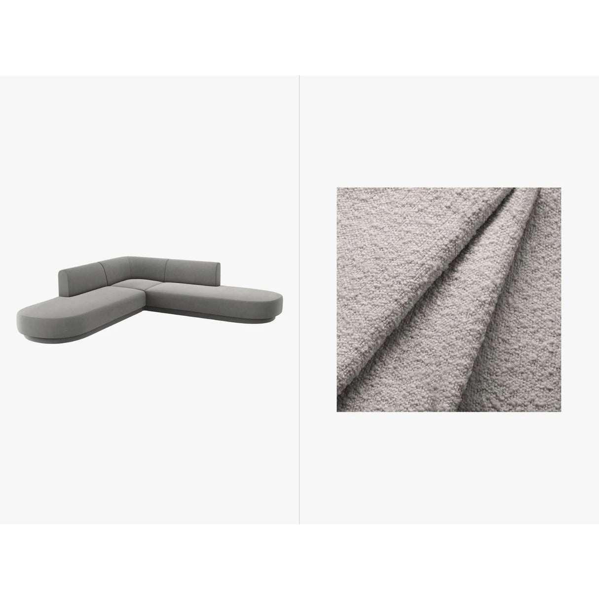 Miley 5-Sitzer Ecksofa, symmetrisch, in Boucle (Bal2085) in Hellgrau, 248x248 cm – Bild 1