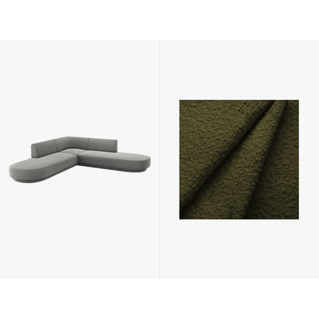 Miley 5-Sitzer Ecksofa, symmetrisch, in Boucle (Bal2090) in Dunkles olivgrün, 248x248 cm – Bild 1
