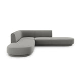 Miley 5-Sitzer Ecksofa, symmetrisch, in Samt (Blu13) in Hellgrau, 248x248 cm – Bild 1