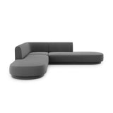 Miley 5-Sitzer Ecksofa, symmetrisch, in Samt (Blu14) in Grau, 248x248 cm – Bild 1