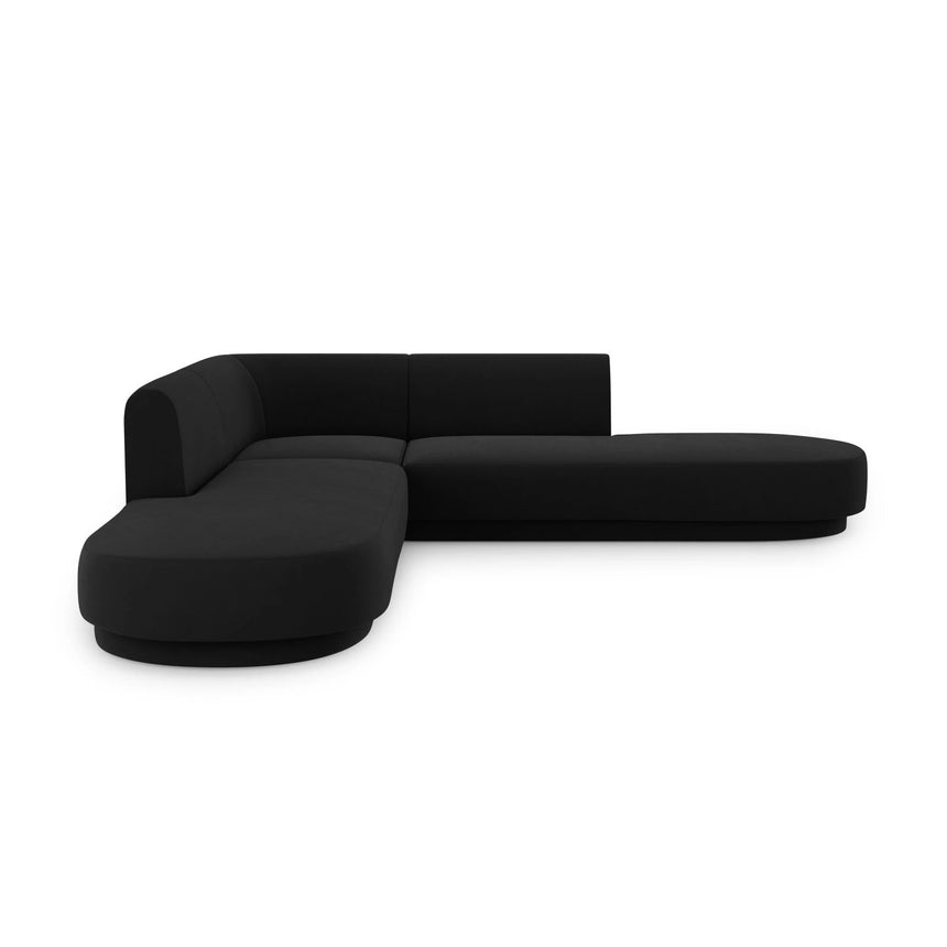 Miley 5-Sitzer Ecksofa, symmetrisch, in Samt (Blu19) in Schwarz, 248x248 cm – Bild 1