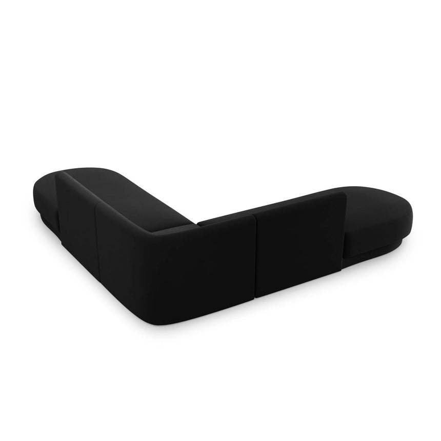 Miley 5-Sitzer Ecksofa, symmetrisch, in Samt (Blu19) in Schwarz, 248x248 cm – Bild 4