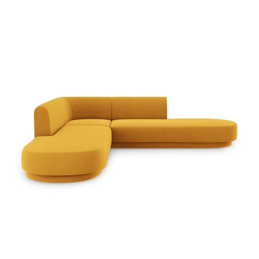 Miley 5-Sitzer Ecksofa, symmetrisch, in Samt (Blu68) in Gelb, 248x248 cm – Bild 1