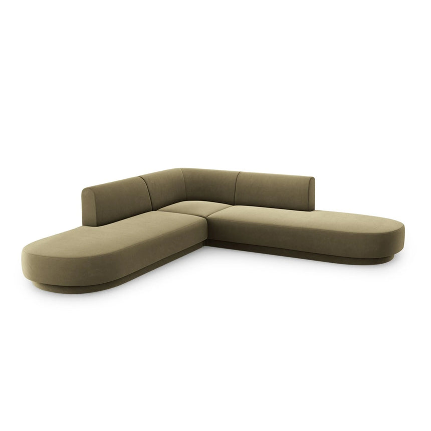 Miley 5-Sitzer Ecksofa, symmetrisch, in Samt (Blu77) in Grün, 248x248 cm – Bild 3