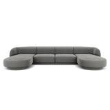 Miley 5-seater panoramic sofa with velvet or boucle upholstery, 330x156 cm