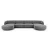 Miley 5-seater panoramic sofa with velvet or boucle upholstery, 330x156 cm