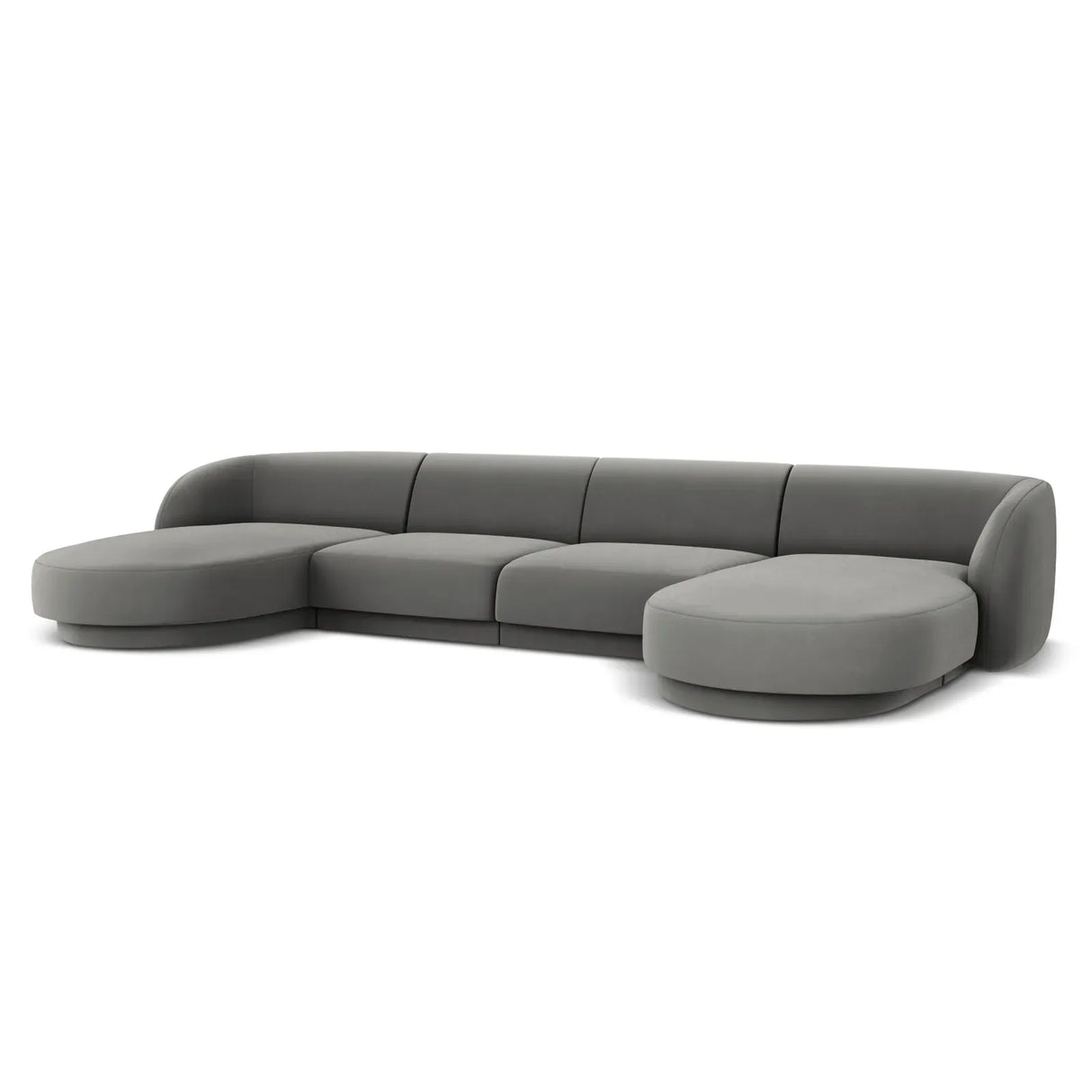 Miley 5-seater panoramic sofa with velvet or boucle upholstery, 330x156 cm