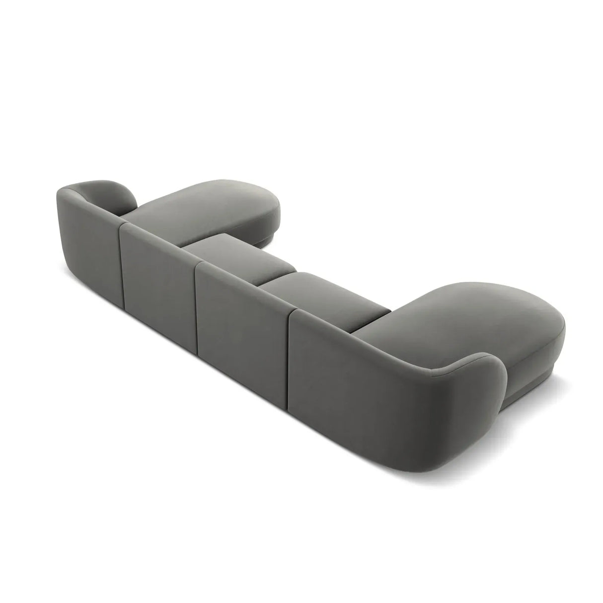Miley 5-seater panoramic sofa with velvet or boucle upholstery, 330x156 cm