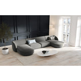 Miley 5-seater panoramic sofa with velvet or boucle upholstery, 330x156 cm