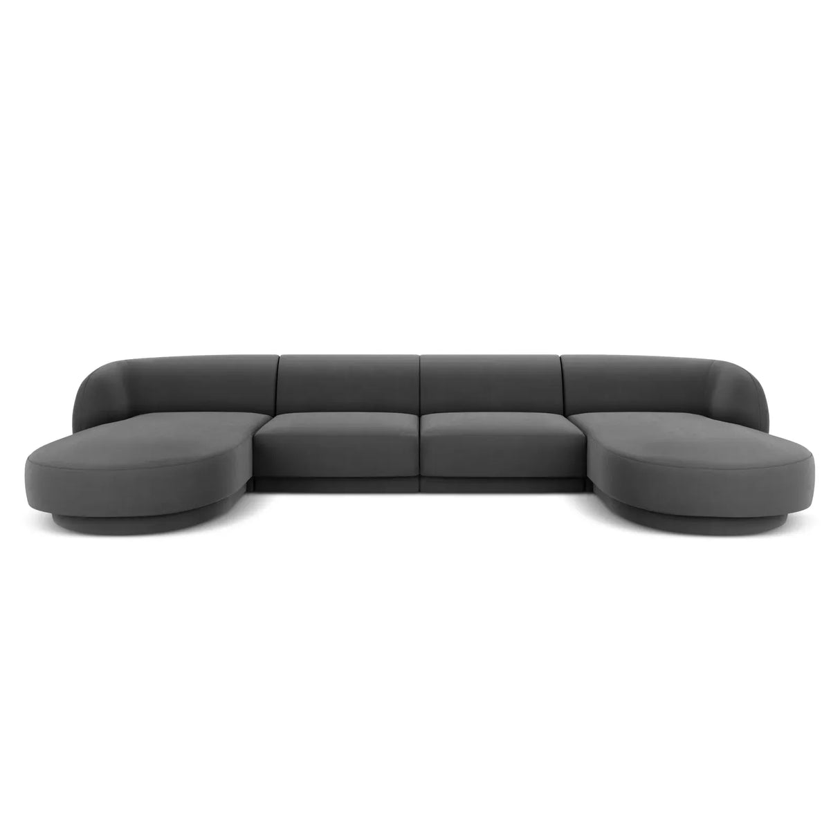 Miley 5-seater panoramic sofa with velvet or boucle upholstery, 330x156 cm