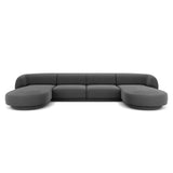 Miley 5-seater panoramic sofa with velvet or boucle upholstery, 330x156 cm