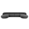 Miley 5-seater panoramic sofa with velvet or boucle upholstery, 330x156 cm