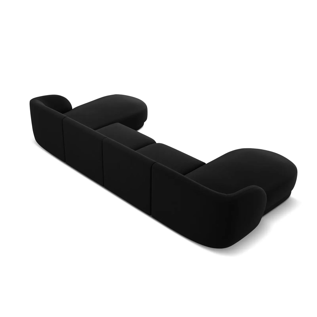 Miley 5-seater panoramic sofa with velvet or boucle upholstery, 330x156 cm