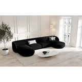 Miley 5-seater panoramic sofa with velvet or boucle upholstery, 330x156 cm