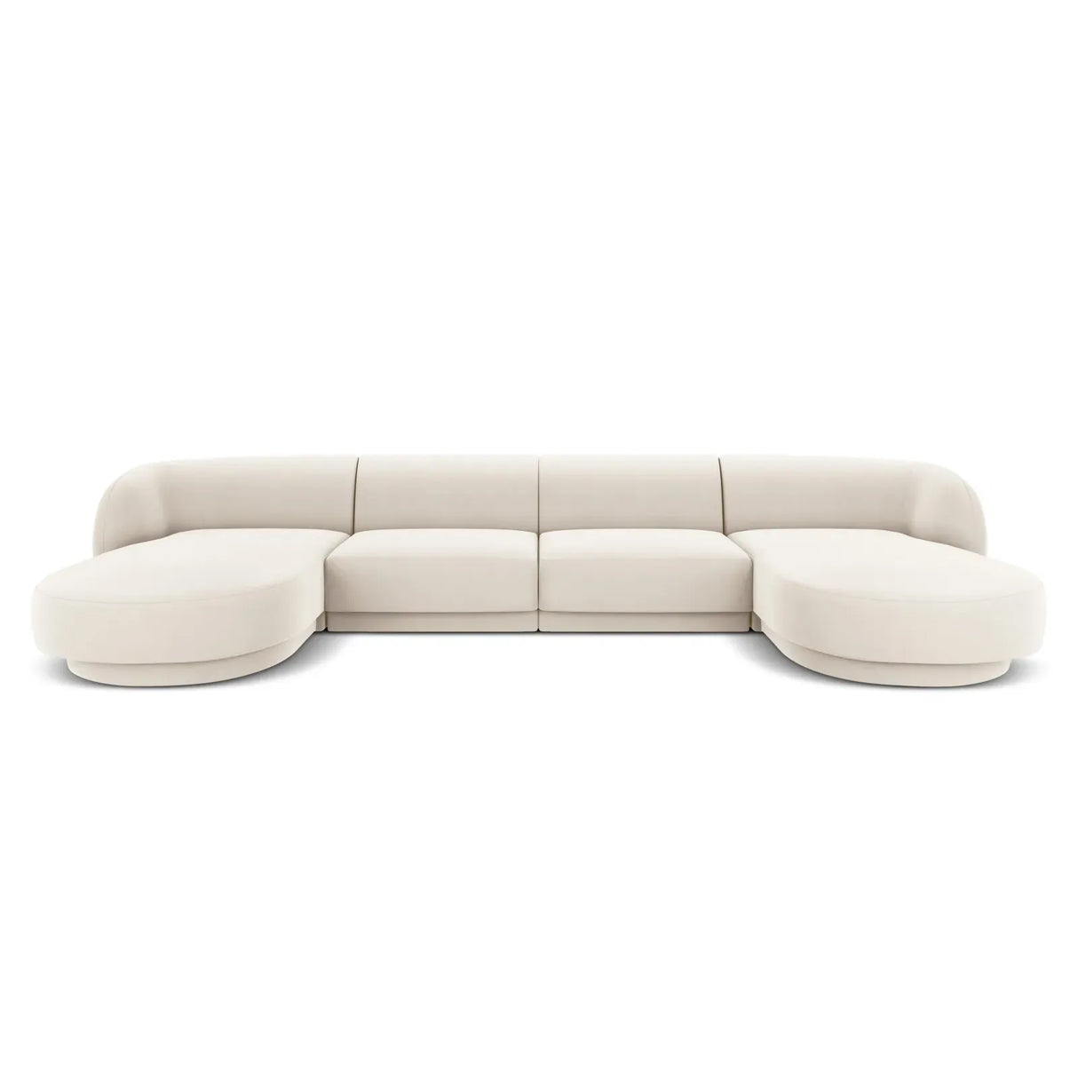 Miley 5-seater panoramic sofa with velvet or boucle upholstery, 330x156 cm