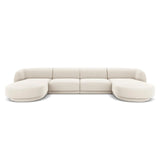 Miley 5-seater panoramic sofa with velvet or boucle upholstery, 330x156 cm