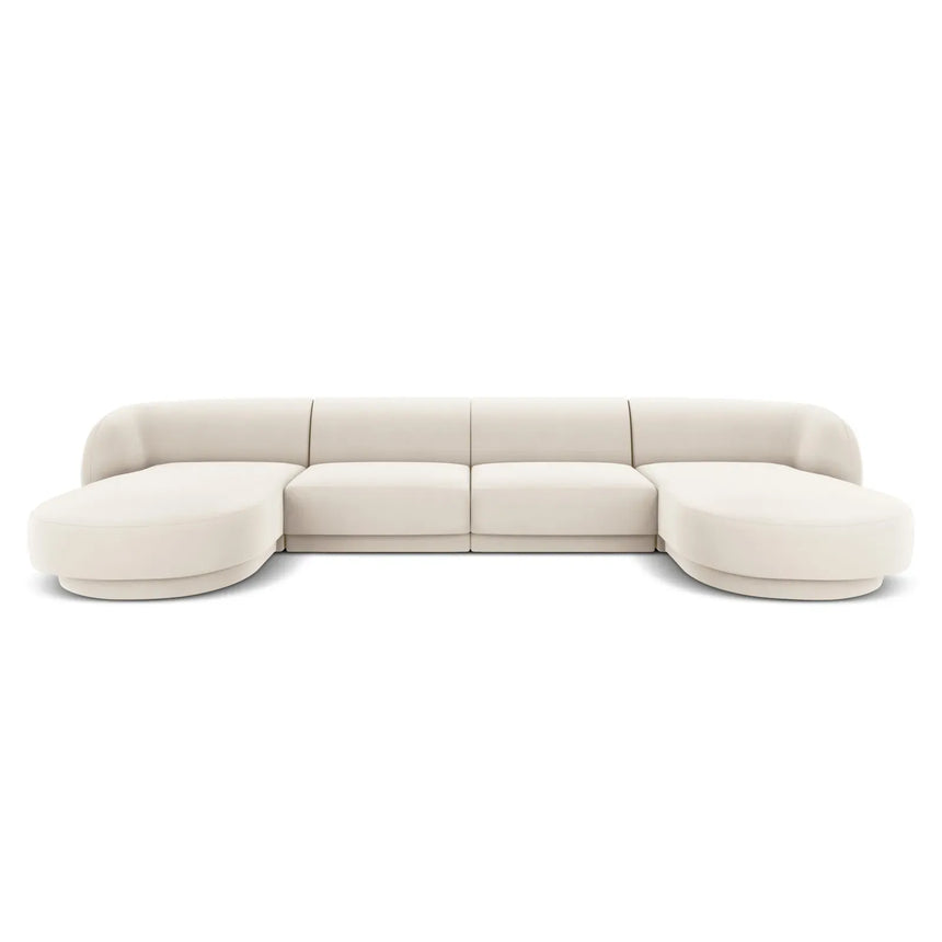 Miley 5-Sitzer Panorama-Sofa mit Bezug aus Samt oder Boucle, 330x156 cm - ZEN ZONE Furniture