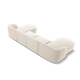 Miley 5-seater panoramic sofa with velvet or boucle upholstery, 330x156 cm