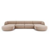 Miley 5-seater panoramic sofa with velvet or boucle upholstery, 330x156 cm