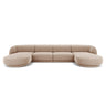 Miley 5-seater panoramic sofa with velvet or boucle upholstery, 330x156 cm
