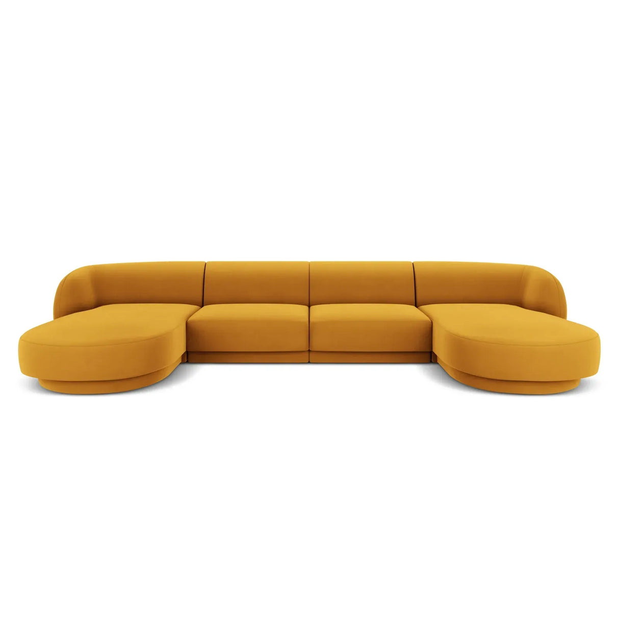 Miley 5-seater panoramic sofa with velvet or boucle upholstery, 330x156 cm
